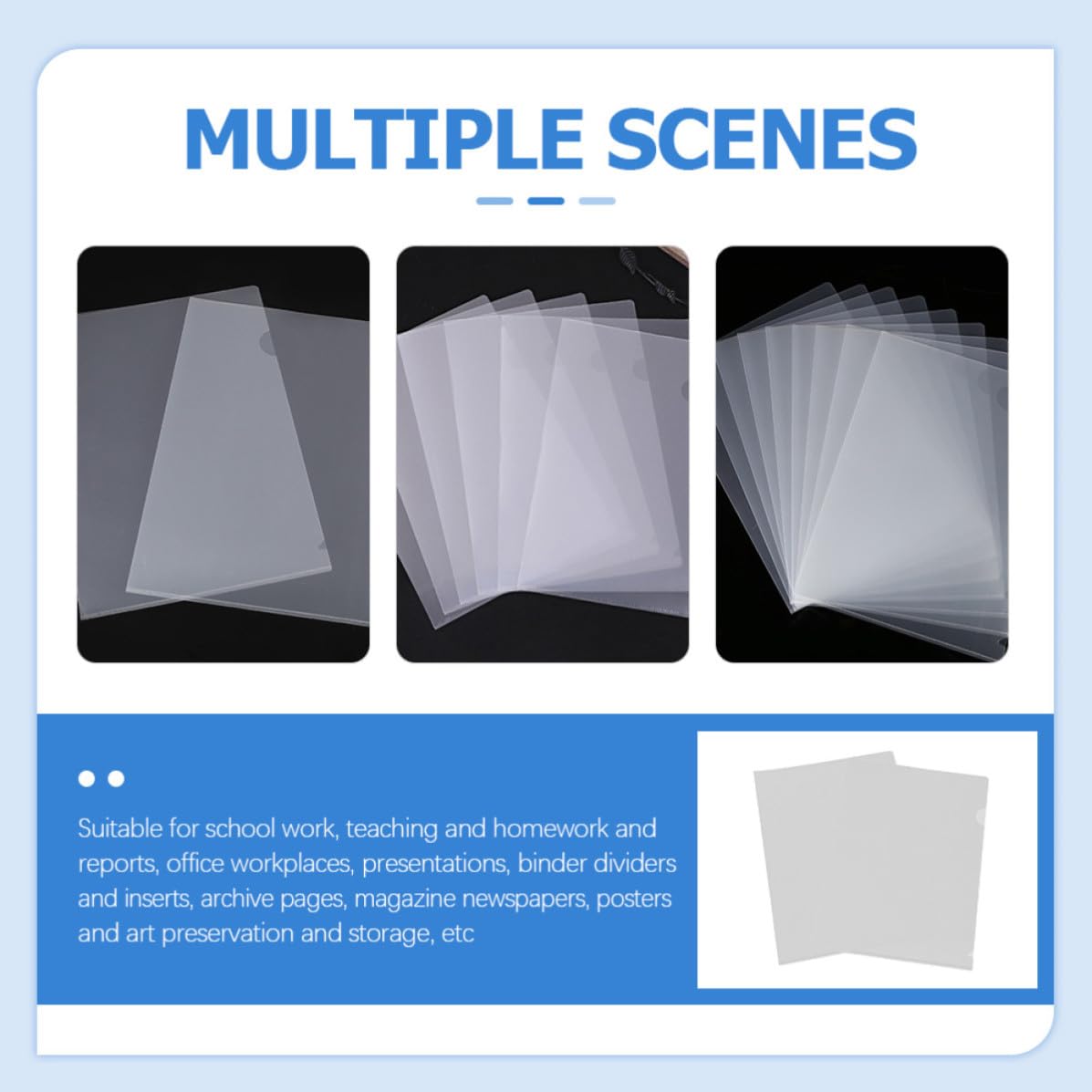 Pochettes Transparentes A4 pour Classement Lot de 50 Fines et Portables, pour Bureau et Devoirs Scolaires