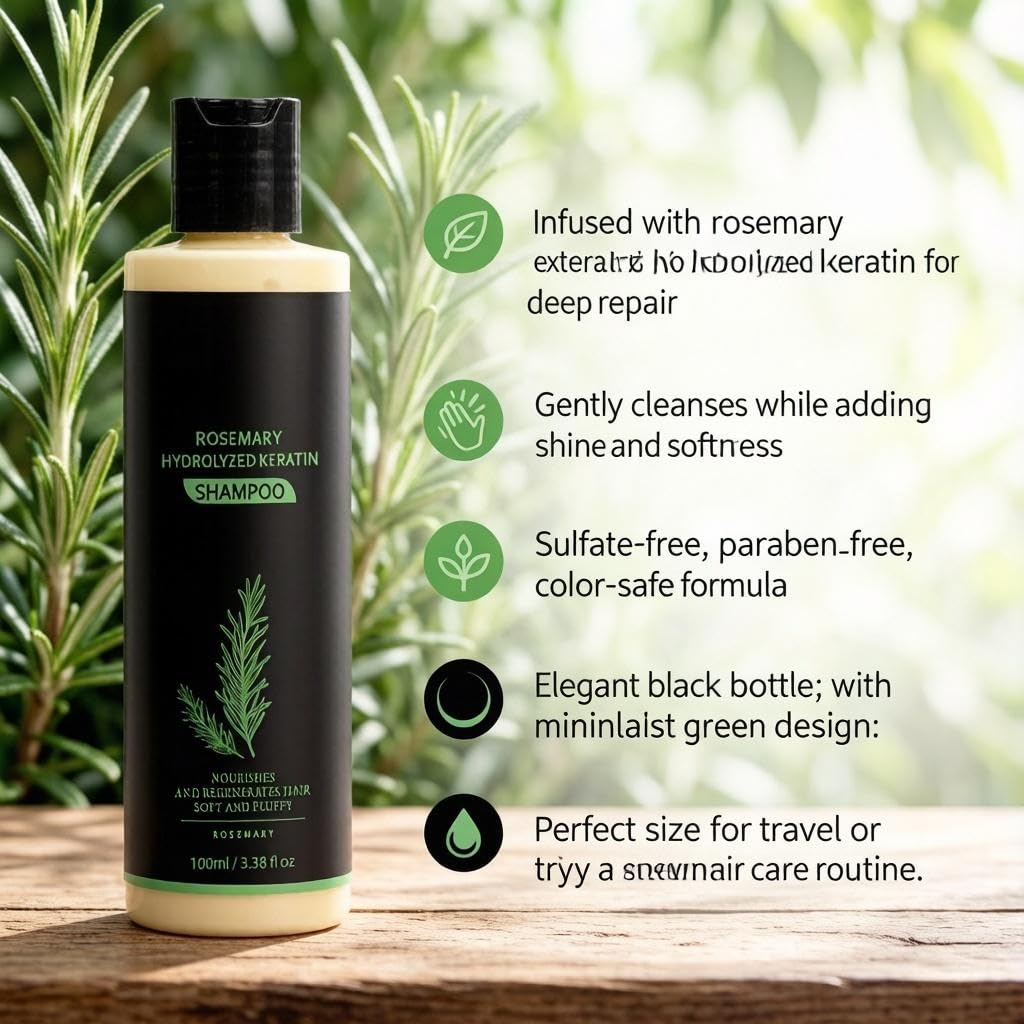 Rosemary Hydrolyzed Keratin Conditioner, Hair Thickening and Volumizing Treatment for Thin and Dry Hair, Nourishing Hair Growth Formula, 3.38 fl oz 2-bottle set