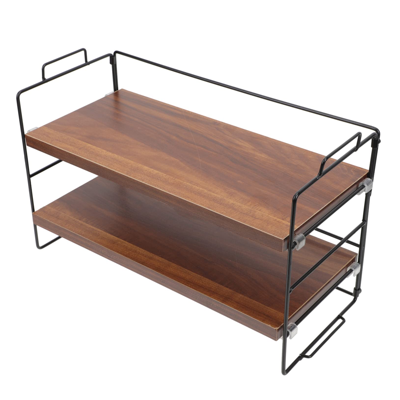 DECHOUS Kleines Bücherregal aus Eisen und Holz 2 Ebenen Einfach zu Montieren Beweglich für Schreibtisch und Büro Gewürzregal Stehend Holz