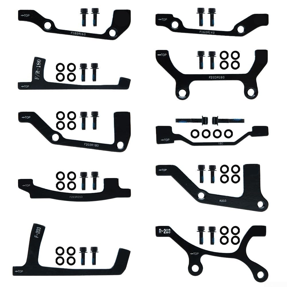 Lightweight Aluminum Disc Brake Adapter Set for E-MTB, PM/IS Caliper Mounting Bracket for 140mm 160mm 180mm 203mm Rotors, Secure Installation Kit(A05-FR203)
