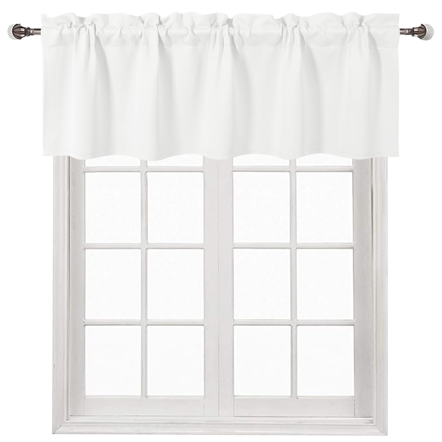 DWCN Valances for Windows Rod Pocket Window Valance Curtains for Kitchen Livingroom 60 x 18 inch Long,1 Panel, White