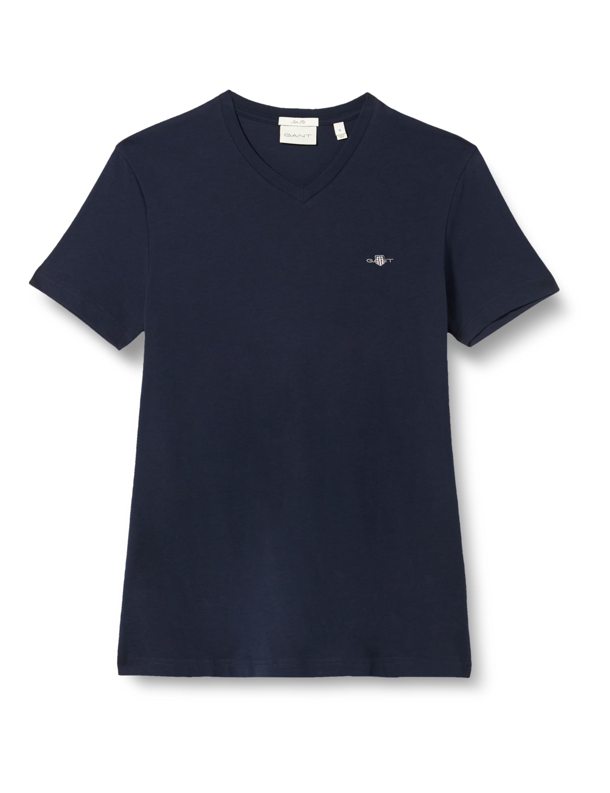 GANT Men's Slim Shield V-Neck T-Shirt with V-Neck Slim Fit (Pack of 1), Evening Blue, XL