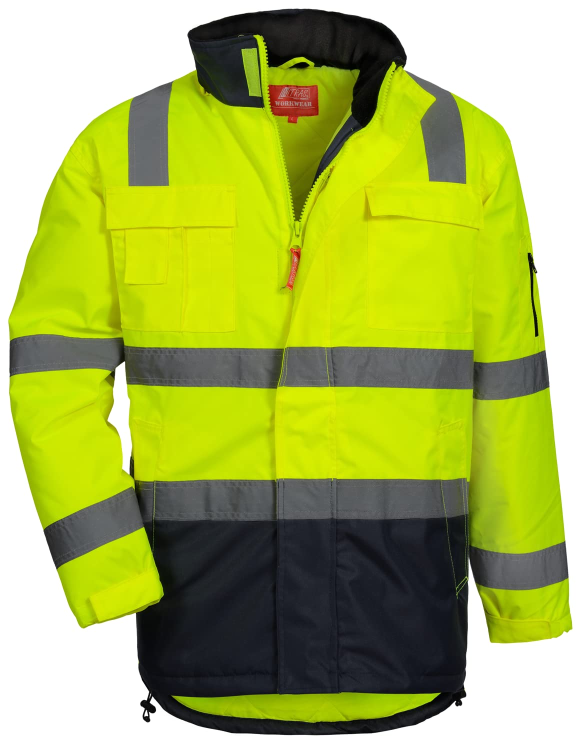 NITRAS Motion TEX VIZ – Abrigo de seguridad – Chaqueta de alta visibilidad – Parka reflectante – Amarillo – M, amarillo, Medium
