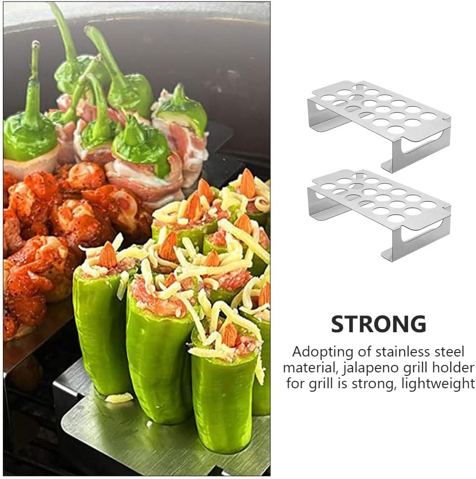 2pcs Chili Grill Chicken Drumstick Holder Chili Rack with Handle Chili Pepper Holder Fish Grilling Rack for Grill Jalapeno Peppers Chipotle Grill Rack Oven Grill Rack Roasting Rack