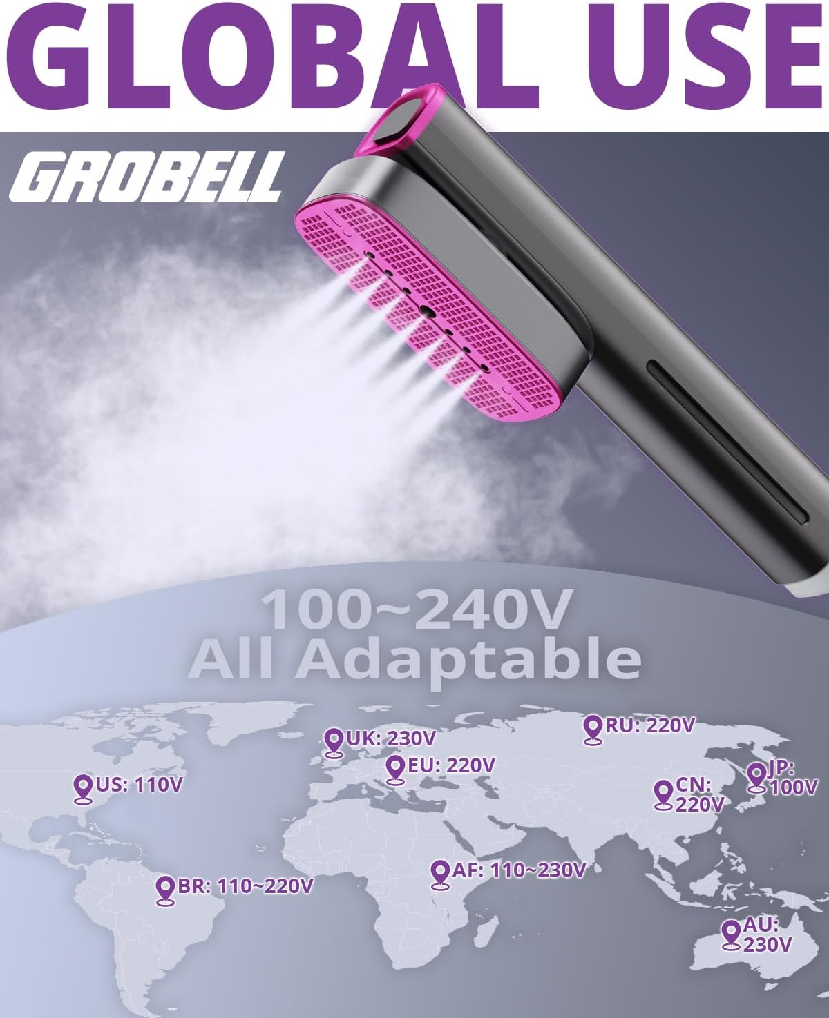 Travel Garment Steamer for Clothes: 100V-220V Portable Hand Held 2 In 1 Steam Iron, 20s Smart Fast Heat Up Handheld Clothing Steamer, 4 Modes with LED Display, Travel Size, for Global Voltage