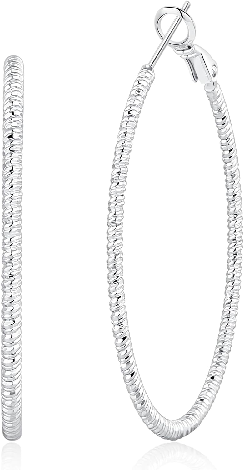 OOOPEL Gold Hoops Earrings for Women, 14k Real Gold Plated Big Earring Hoops Lightweight Earrings Hypoallergenic Large Sterling Silver Hoop Earring for Women 30MM 40MM 50MM 60MM