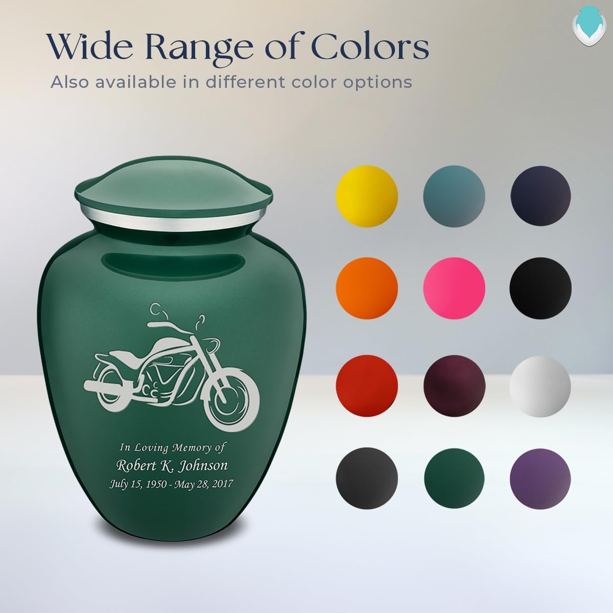 Geturns - Adult Personalized Motorcycle Cremation Urns for Human Ashes I Large Green Funeral Urn for Men and Women I 200 lbs