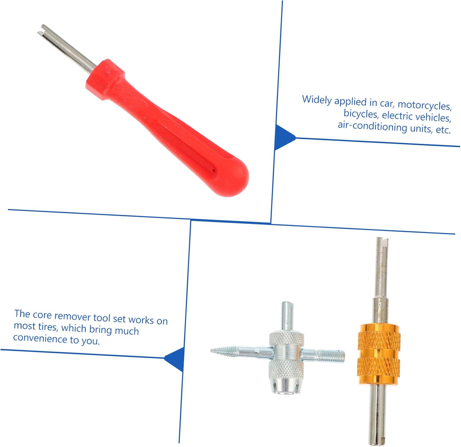 CHILDWEET Ergonomic Handle Tire Repair Kit Stainless Steel Copper Tire Repair Tool Set Install Removal