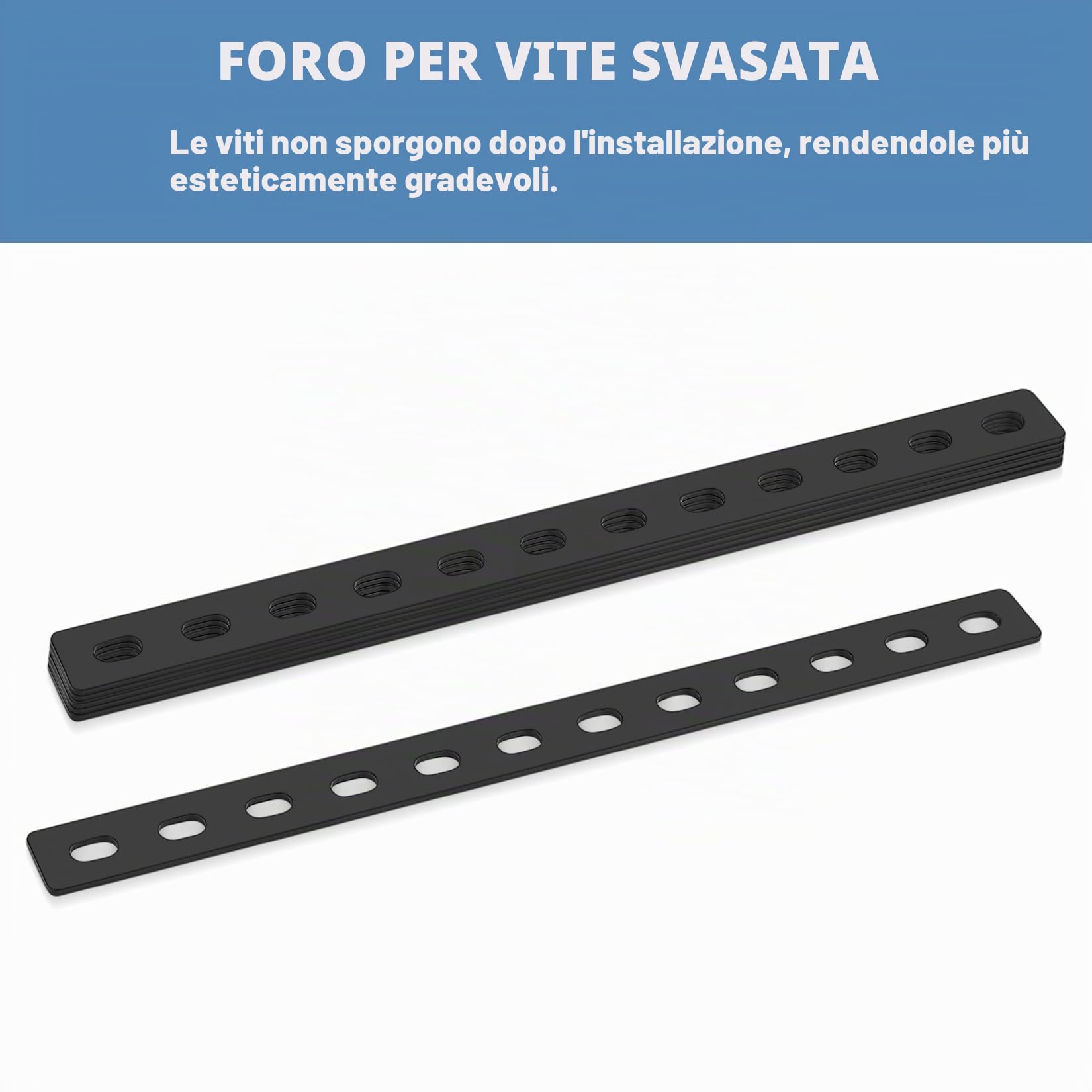 6 Pz Piastra di Giunzione Piana, Staffe Piatte Lamiera Forata, Staffe Piastra di Fissaggio, Staffe Perforate Connettore, Lastrina di Giunzione Piatta con 12 Foro per Legno (307x24mm)