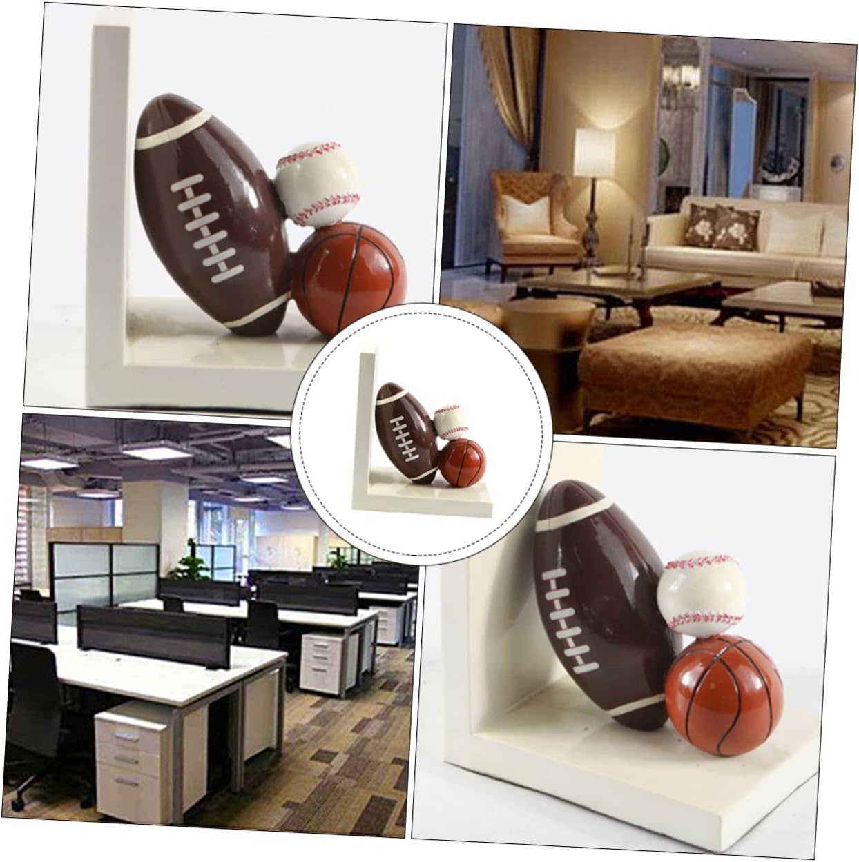 Cabilock 1pair Cartoon Rugby Pattern Fun Home Decor for Bookshelves Offices and Libraries Stylish Book Holders to Keep Your Desk Organized