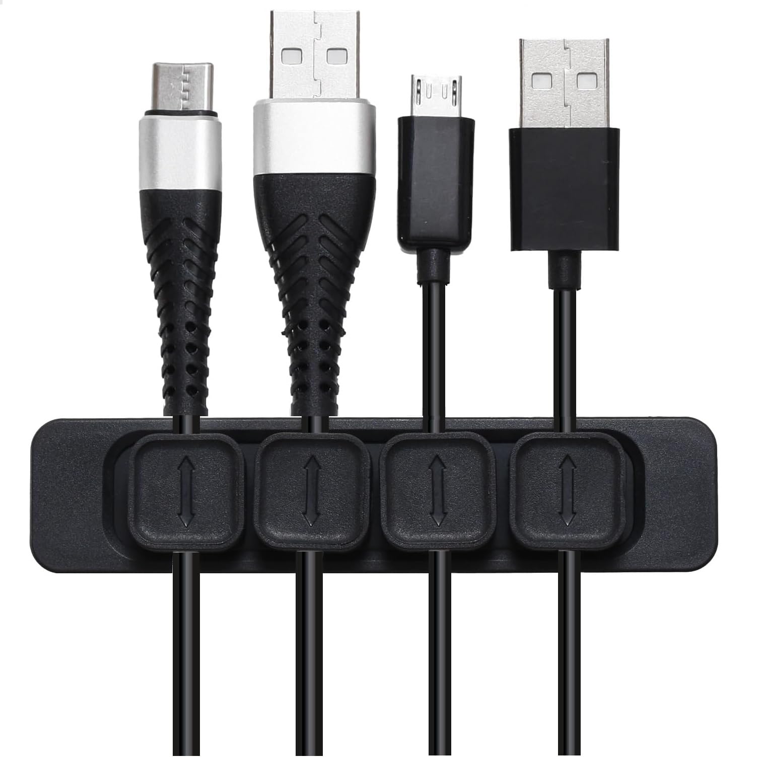 [整理収納アドバイザー監修] ケーブルホルダー マグネット コードホルダー 配線整理 ケーブルクリップ 4個入り ケーブル 固定 (ブラック4個)
