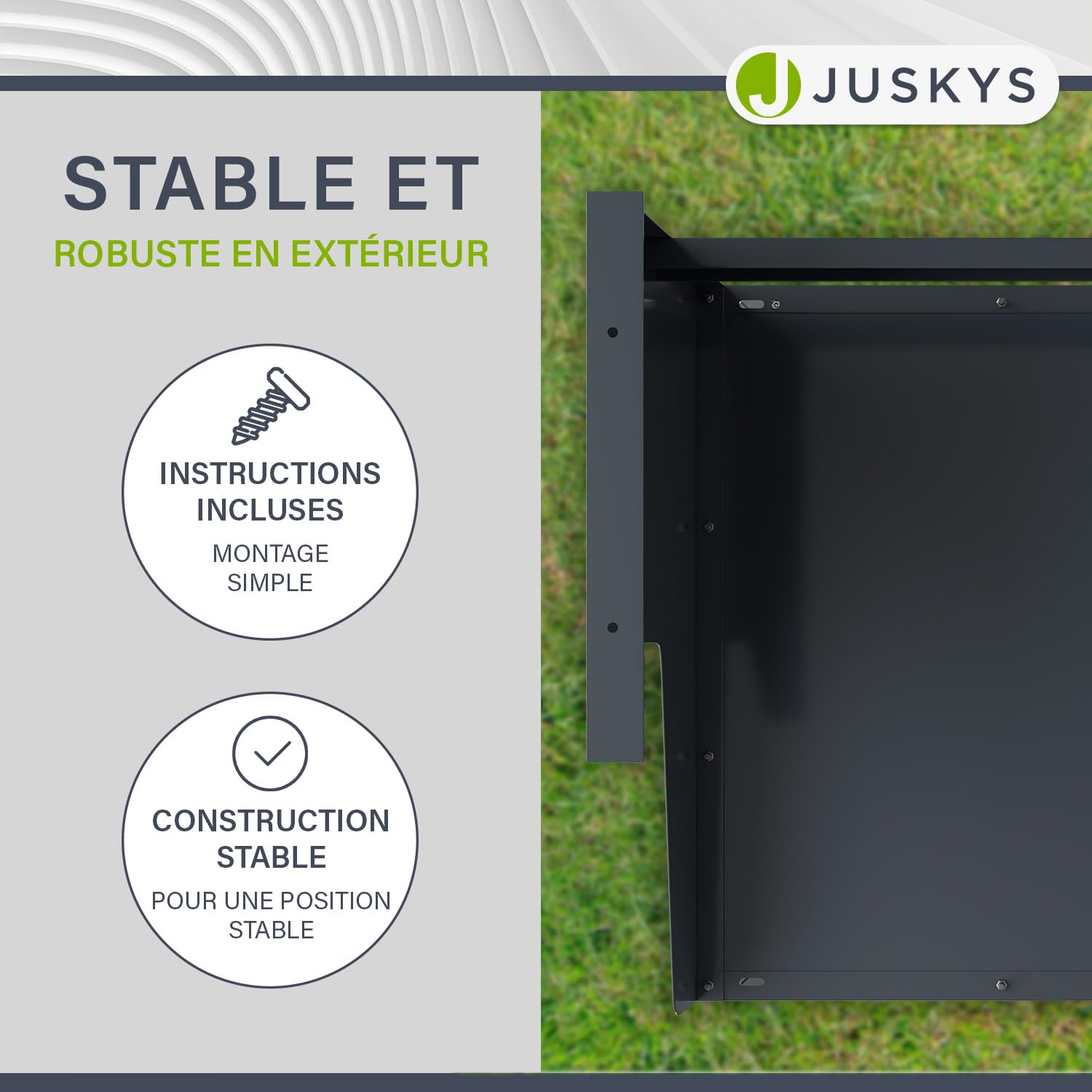 Juskys Garage pour robot de tonte avec bac à plantes, abri en acier galvanisé pour robot de tonte, protection contre le vent et les intempéries, anthracite