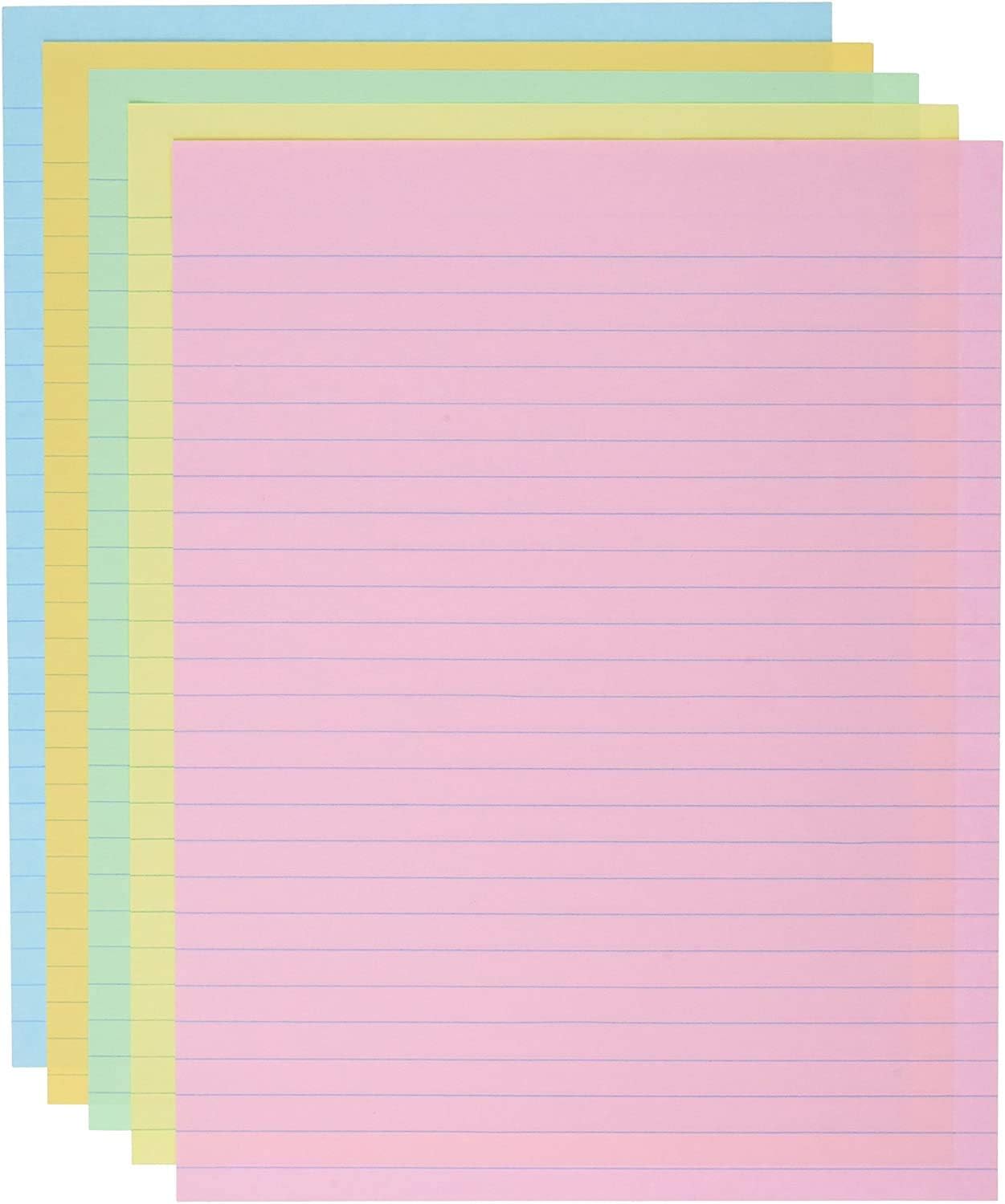 School Smart Ruled Exhibit Paper, 8-1/2 x 11 Inches, Assorted Colors, 500 Sheets - 085454 : Office Products
