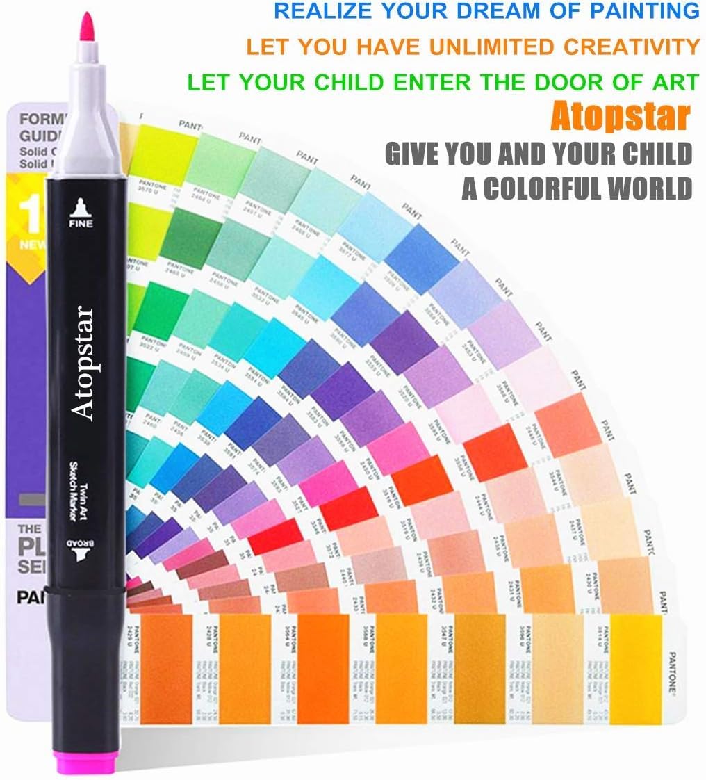 ATOPSTAR 168 Farben Alkohol-Marker Künstler Zeichnung Kunst Marker für Kinder Dual Tip Marker für Erwachsene Malerei Zubehör für Kinder Jungen Mädchen Studenten Erwachsene Freundschaft Geschenke