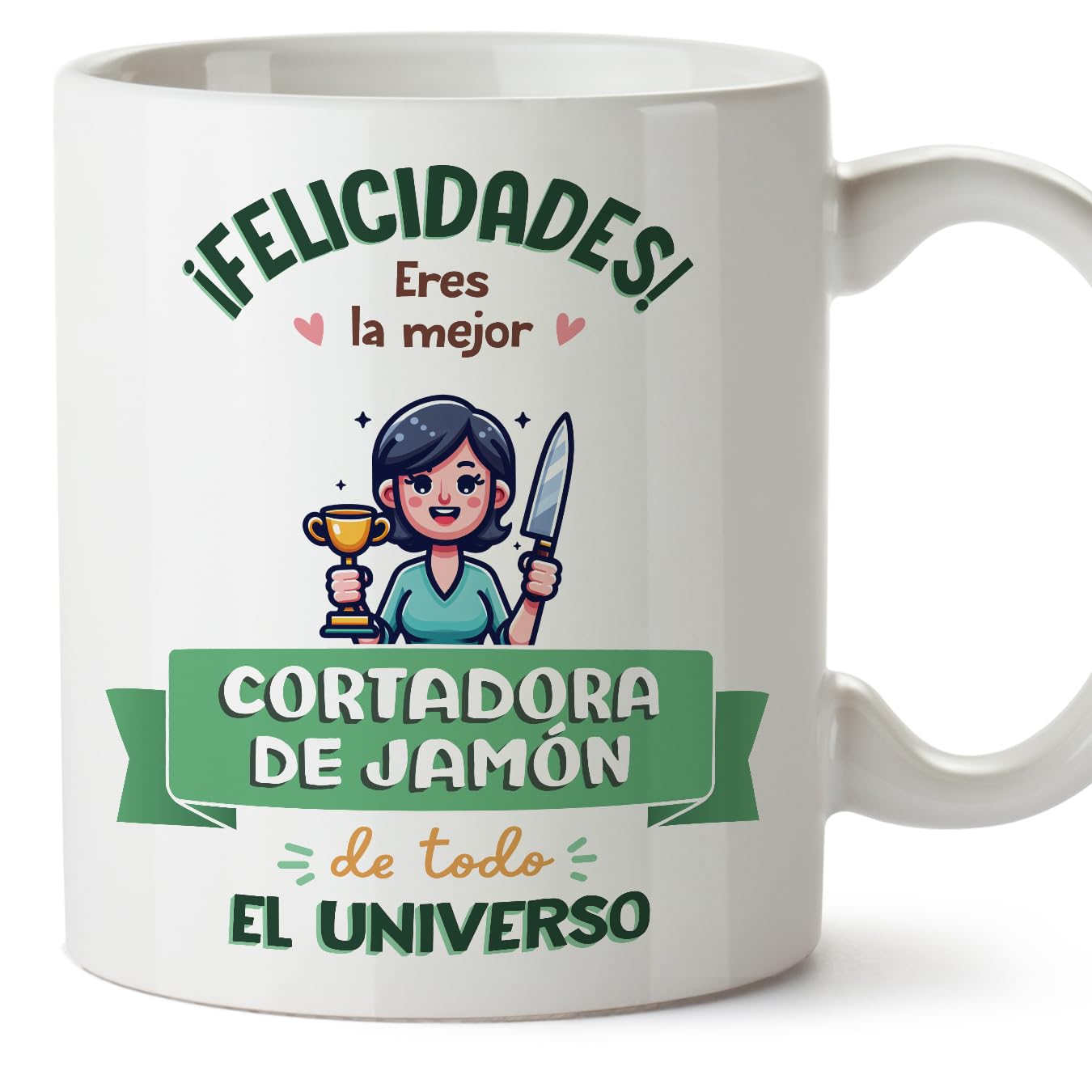MUGFFINS HAM Carver Woman Mug - in Spanish - Mejor Universo Trofeo - Funny Gift for Colleagues - Ceramic 11oz Mug — image 1