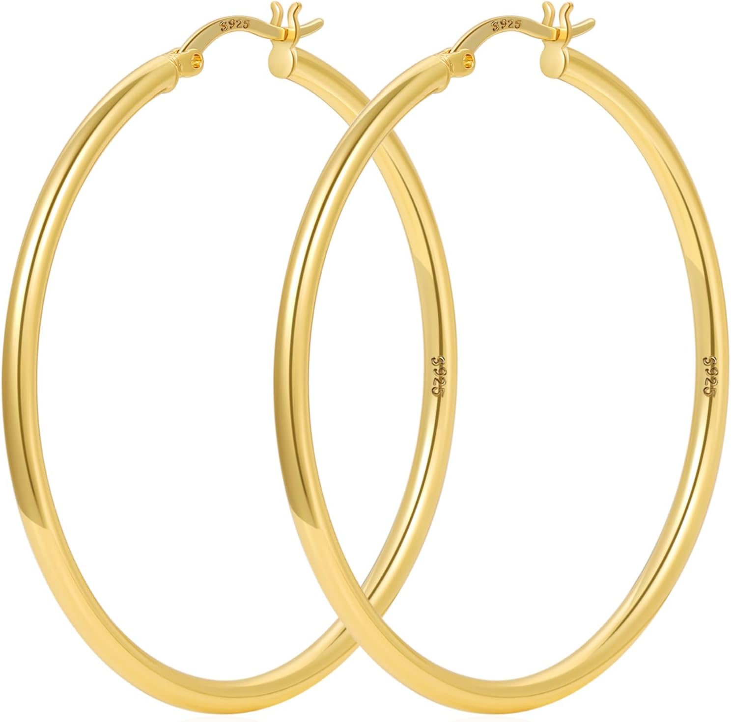 YOUNGYUE 925 Sterling Silver Hoop Earrings for Women Hypoallergenic Oversize 14K Gold Hoops Earrings for Women Thin Gold Plated Hoop earrings Lightweight Large Silver Hoop Earrings 20/30/40/50/60/70mm