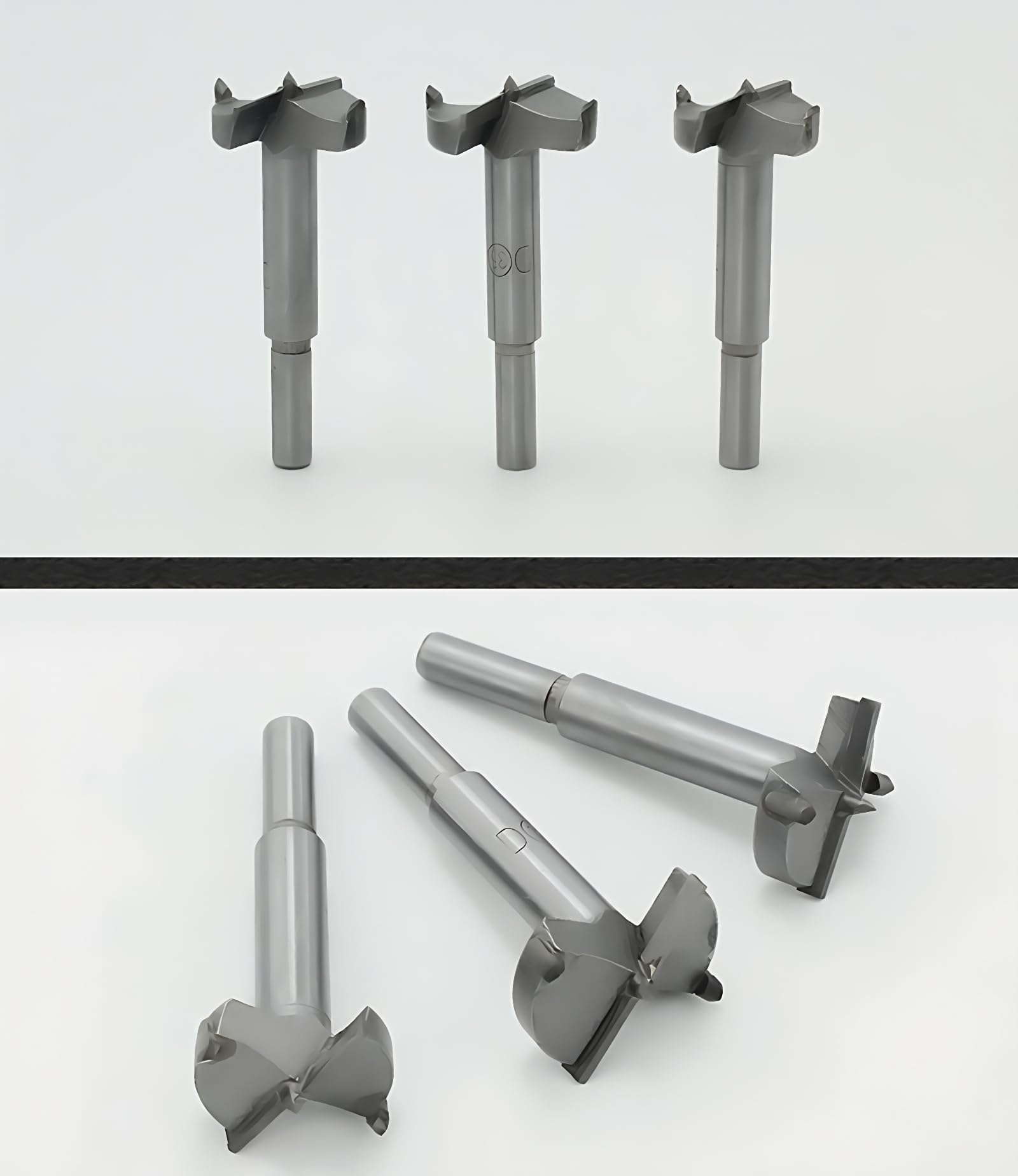 6PCS Brocas Forstner Set 30-60mm HSS Broca Fresadora Madera Hole Saw Avellanadoras Carburo Cementado Carbono Taladro de la Carpintería Punzonadora con Mango Redondo DC02A