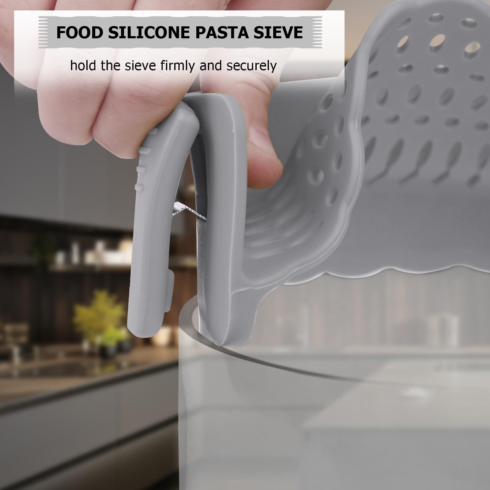 Colino a scatto in silicone, scolapasta da appendere in pentola, padella e ciotola, scolapasta da cucina lavabile in lavastoviglie, scolapasta perfetta per versare pasta, verdure