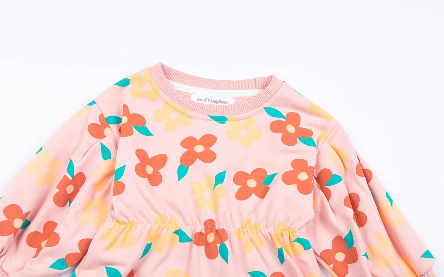 Mud Kingdom Little Girls Love Heart Smocked Sweatshirt Dress Long Sleeve Colorful - Image 3