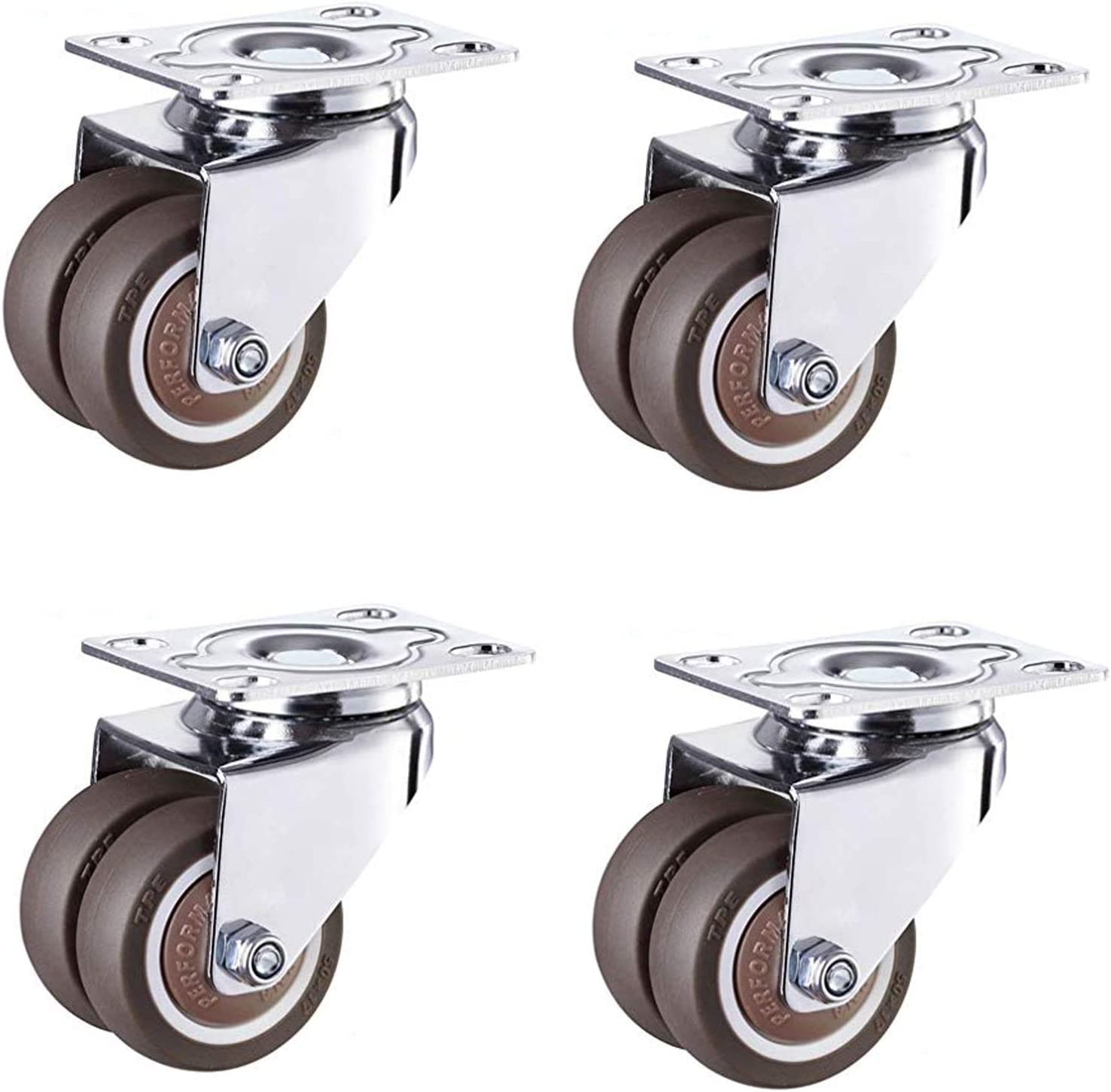 ROHCGHC furniture wheel, Heavy Duty Castor,Swivel Plate Caster Wheels,Rubber with Brakes, Industrial Furniture(4swivel,2in)