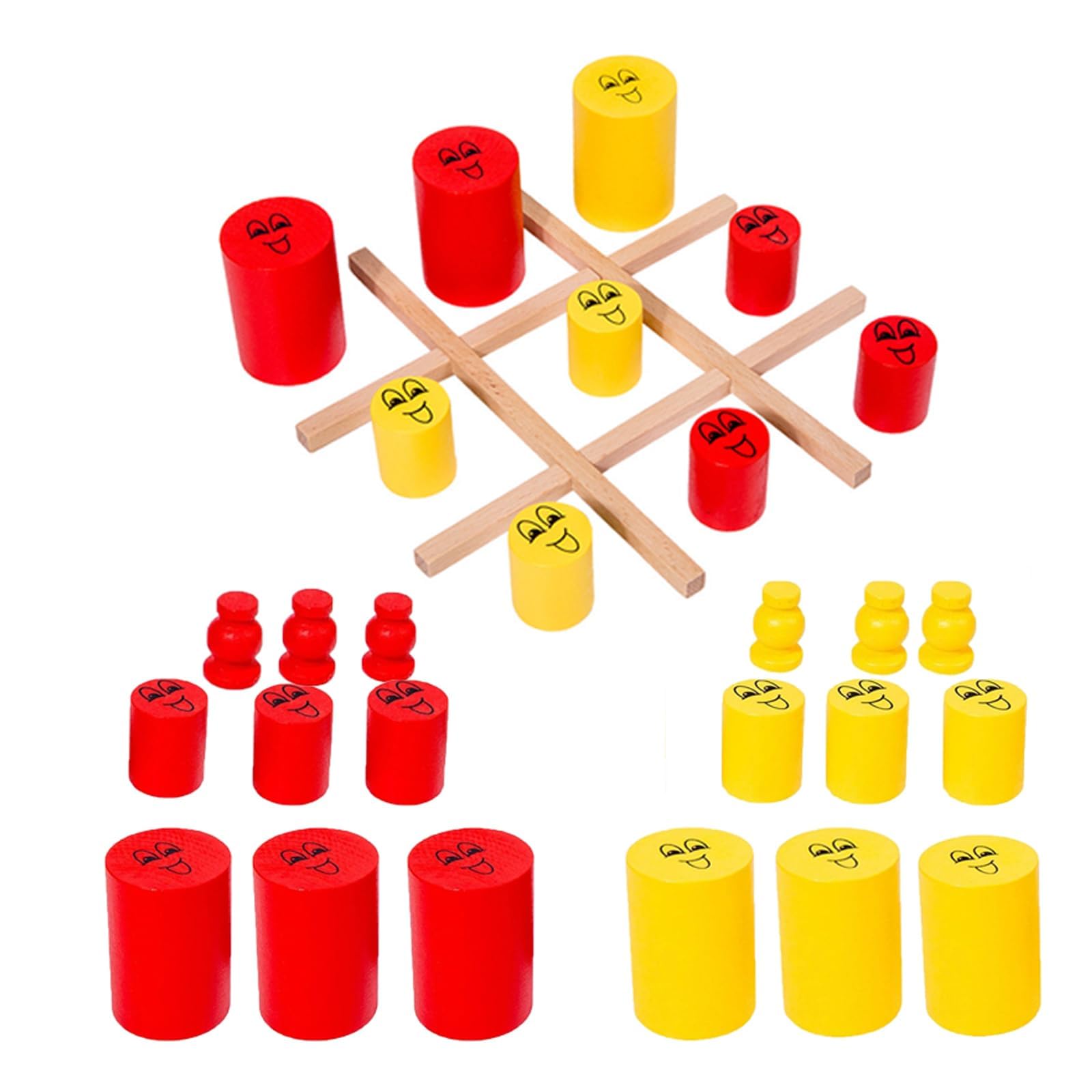 Saijer Tic Tac Toe 3 En Raya – Juego De Mesa Interactivo Come Fichas Para 2 Jugadores, Ideal Para Familia Y Viajes, Tamaño 14.5x14.5 Cm (Amarillo)