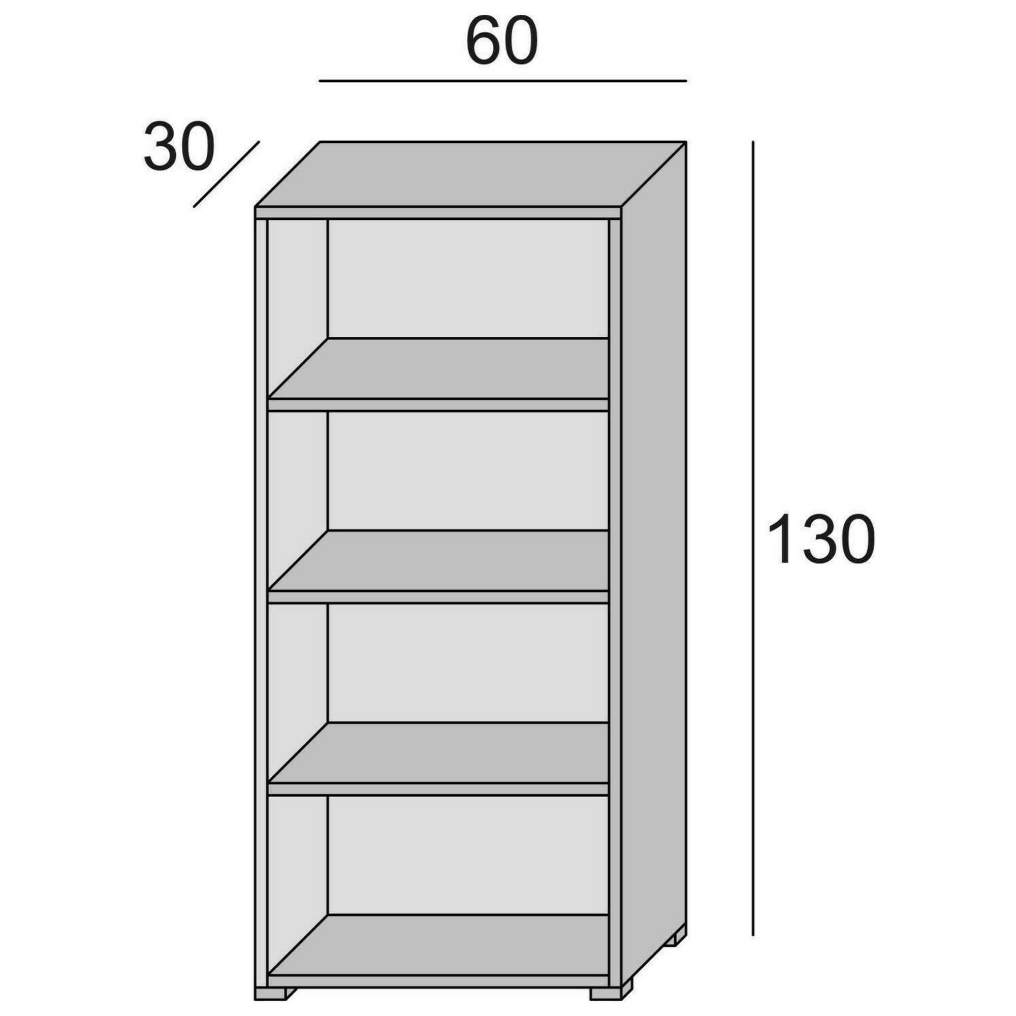 Dmora - Bibliothèque Giacinto, Bibliothèque avec 3 étagères réglables, Étagère à livres, Élément mural avec étagères, 100% Made in Italy, 60x30h130 cm, Blanc