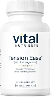 Vital Nutrients Tension Ease with Ashwagandha - Stress Relief Supplement for Relief of Occasional Stress and Nervous Tension - Gluten, Dairy, Soy Free - Non-GMO - 60 Capsules