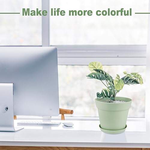 Miniatura 6 de IHDYPPEW Paquete de 32 macetas de plástico de 6 pulgadas, macetas de plástico para flores de interior con agujeros de drenaje y platillos, macetas