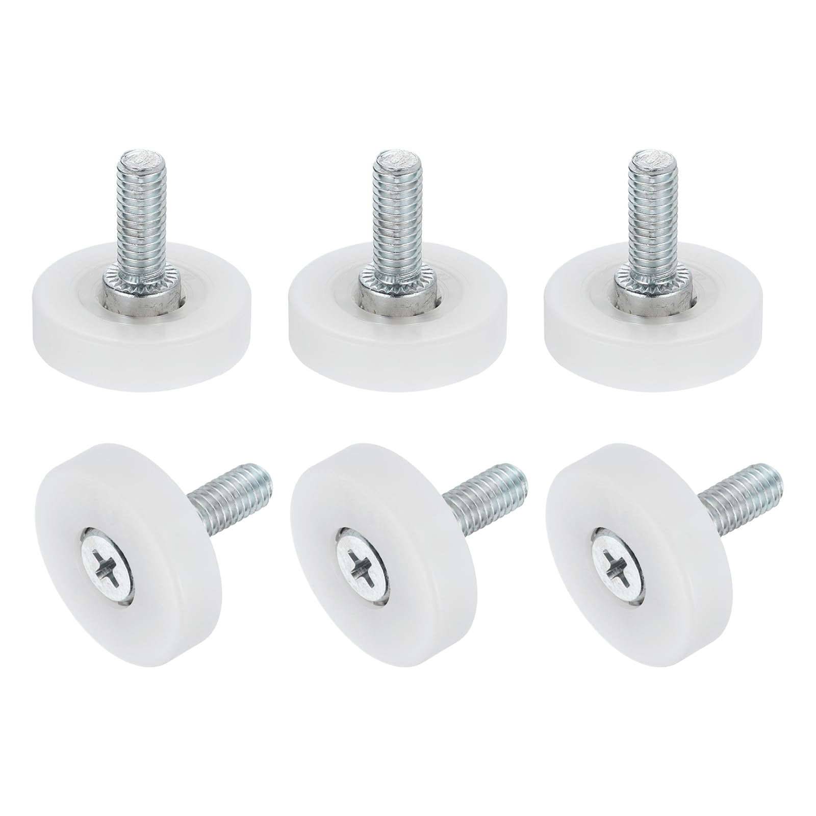 sourcing map 6Pcs 26mm Drawer Rollers, Plastic Positioning Pulleys Flat Surface Small Drawer Pulley Bearing Replacement Wheel for Furniture Parts Cabinet Cupboard Slides(M6x15mm Thread)