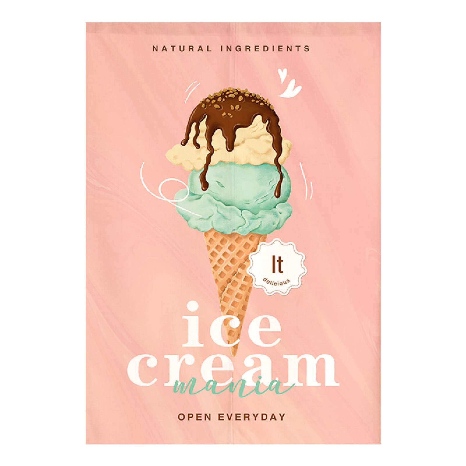 Guest Ruyunlai Noren Japanese Style Doorway Curtain Window Treatment Door Tapestry for Home Decoration pink ice cream 90cm X 120cm