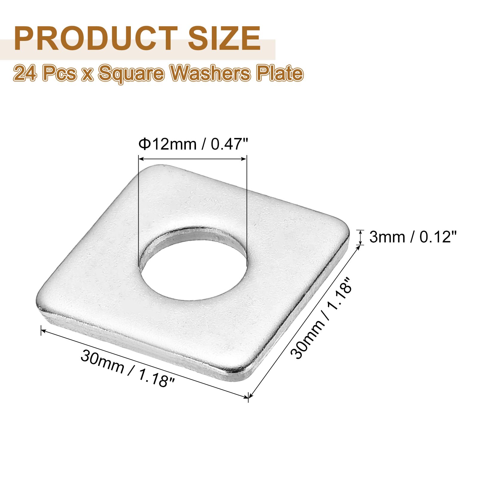 PATIKIL M12x30x3mm Square Washers - Image 2