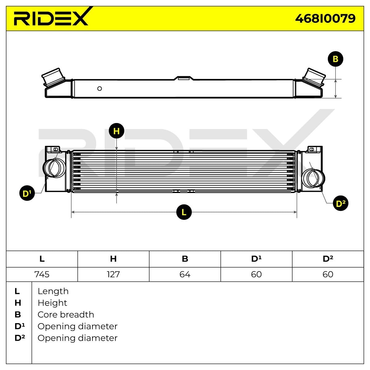 RIDEX 468I0079 Intercooler Compatible con FIAT Ducato Camión de plataforma/Chasis 250, 290
