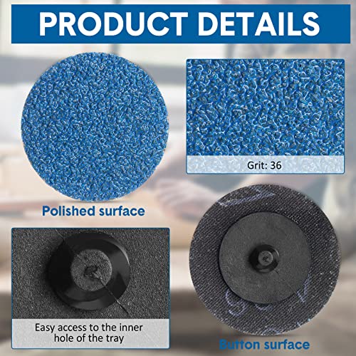 Image of Nuenen 150 Pcs Sanding Discs Die Grinder Sanding 2 Inch Grinding Disc for Surface Finish Grind Polish Burr Rust Paint Removal Use with Die Grinder(36 Grit)