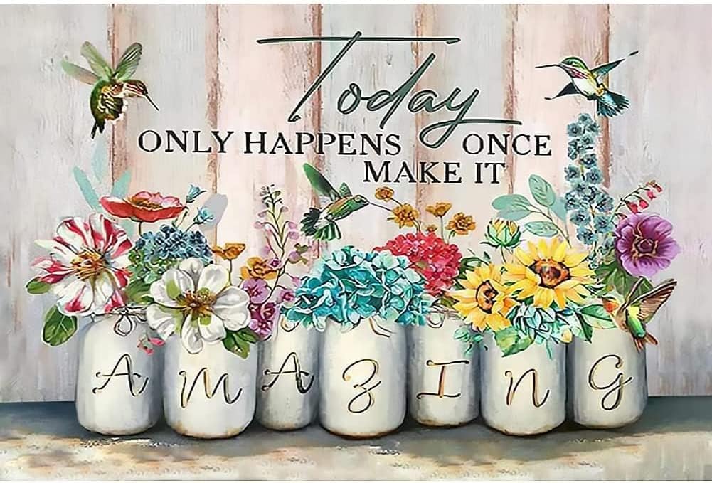 Stamping Cross Stitch Kit, Hummingbird and Flower Counting Cross Stitch Kit for Adult Beginners, Full Line DIY Cross Stitch Stitching Kit for Home Decor Cross Stitch Patterns 11.8x15.7 inches