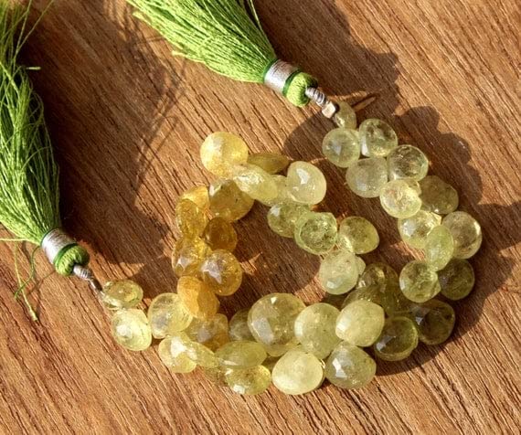 Perles grenat vert naturel facettées en cœur pour création bijoux luxe - 2