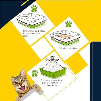Cat Litter Box Liners with Drawstring Li-Robot Waste Bags Heavy Duty, Extra Thick Trash Bags for Automatic Cat Litter Boxes (30 Count) Compatible with MW-SC01/SC02 & MW-LR01, PetCove