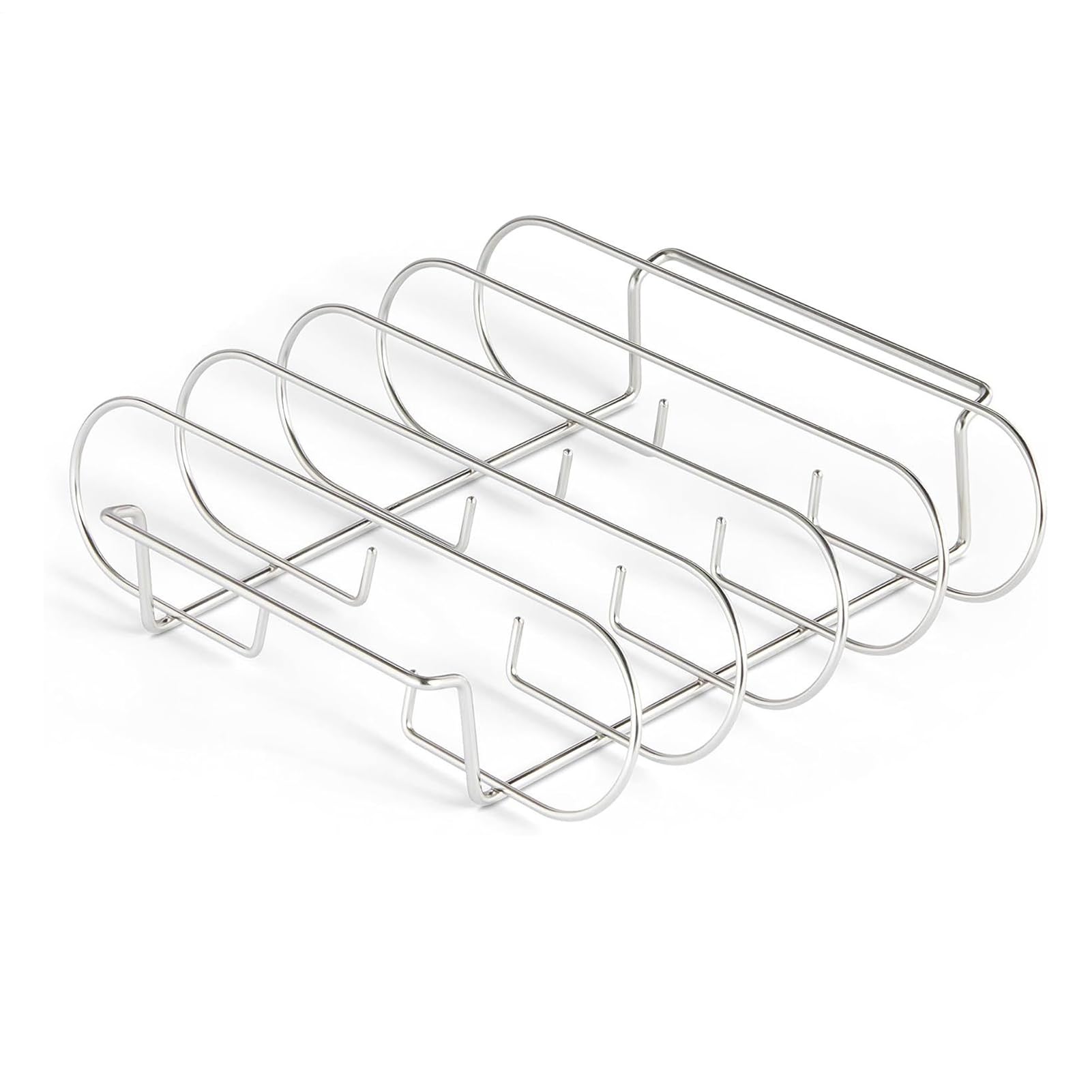 Soporte de parrilla vertical de acero inoxidable con 4 ranuras para cocinar costillas