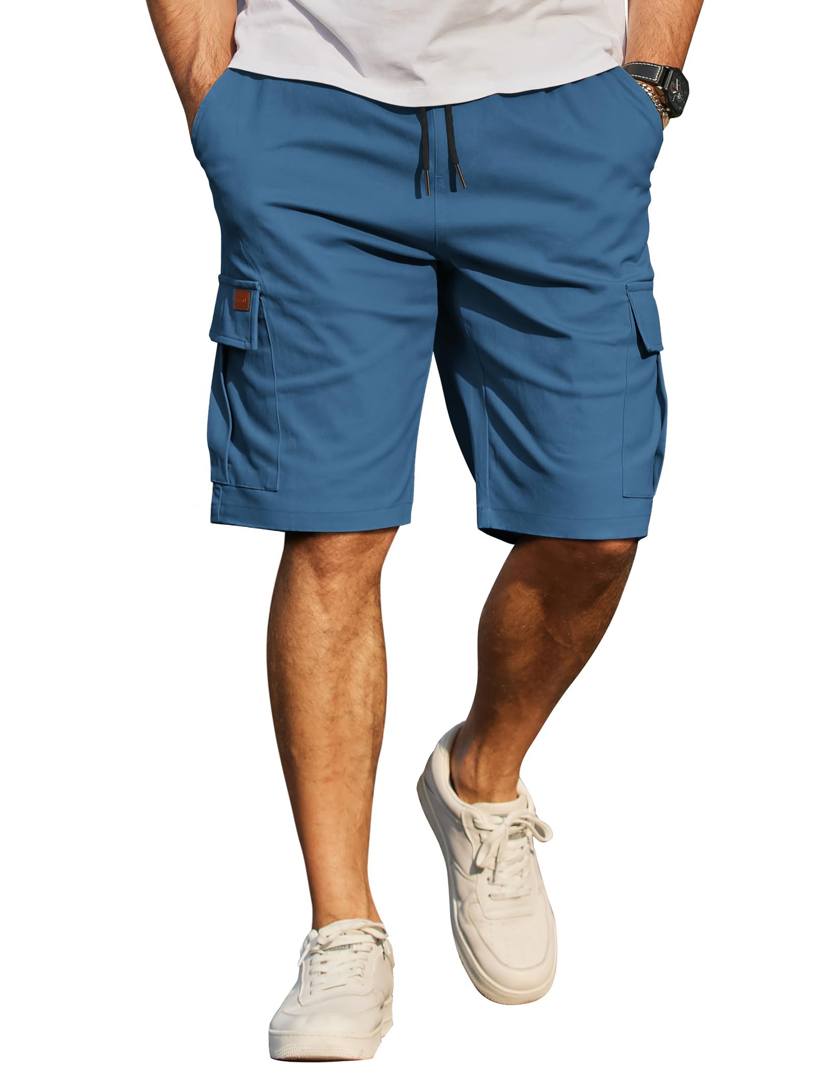 COOFANDY Kurze Hosen Herren Baumwolle Cargo Shorts Freizeithose Herren Kurz Elastische Taille Sommer Chino mit 6 Taschen S-3XL