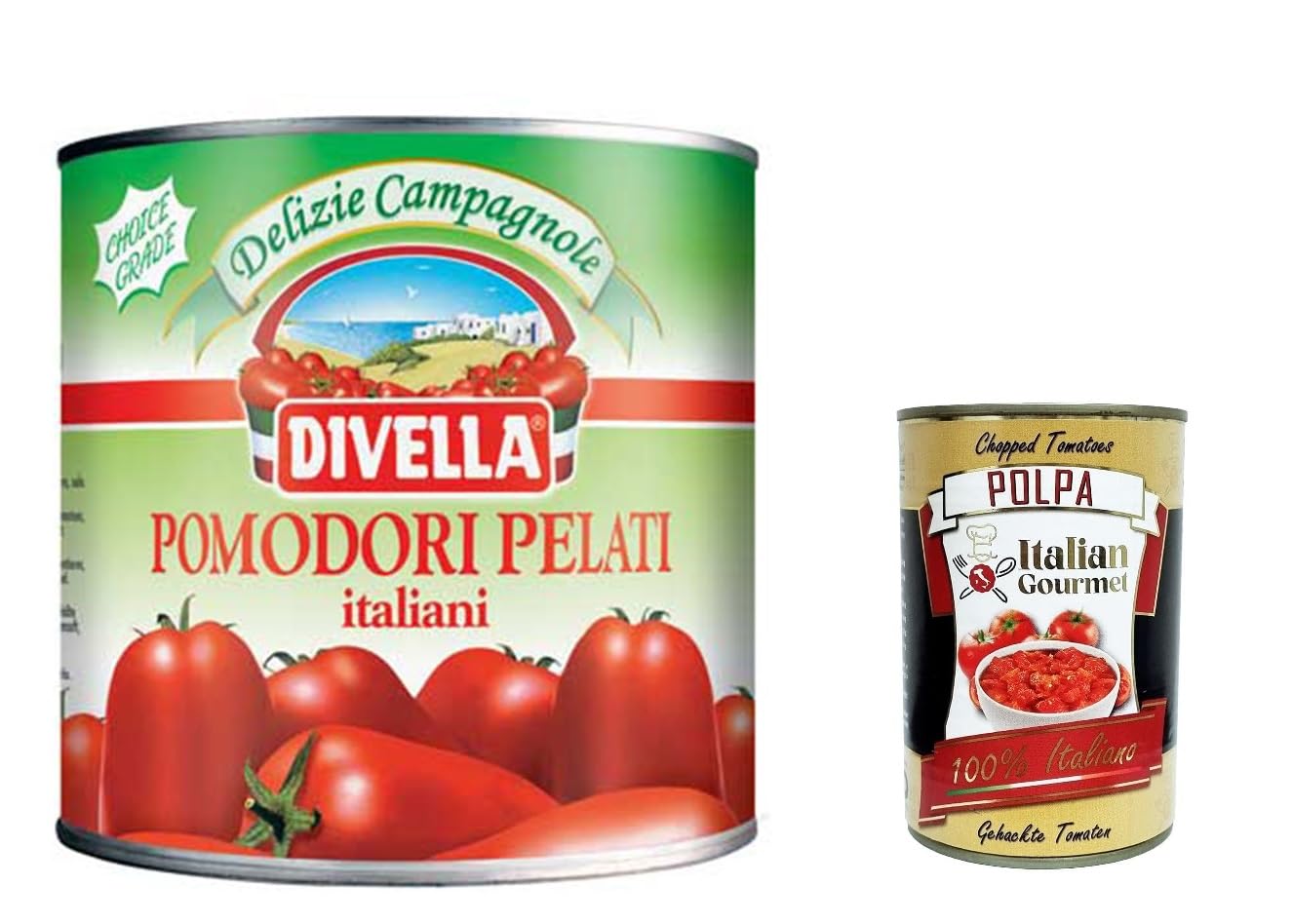 Divella Pelatoni Ganze geschälte Tomaten 2500g + Italian Gourmet Polpa 400g