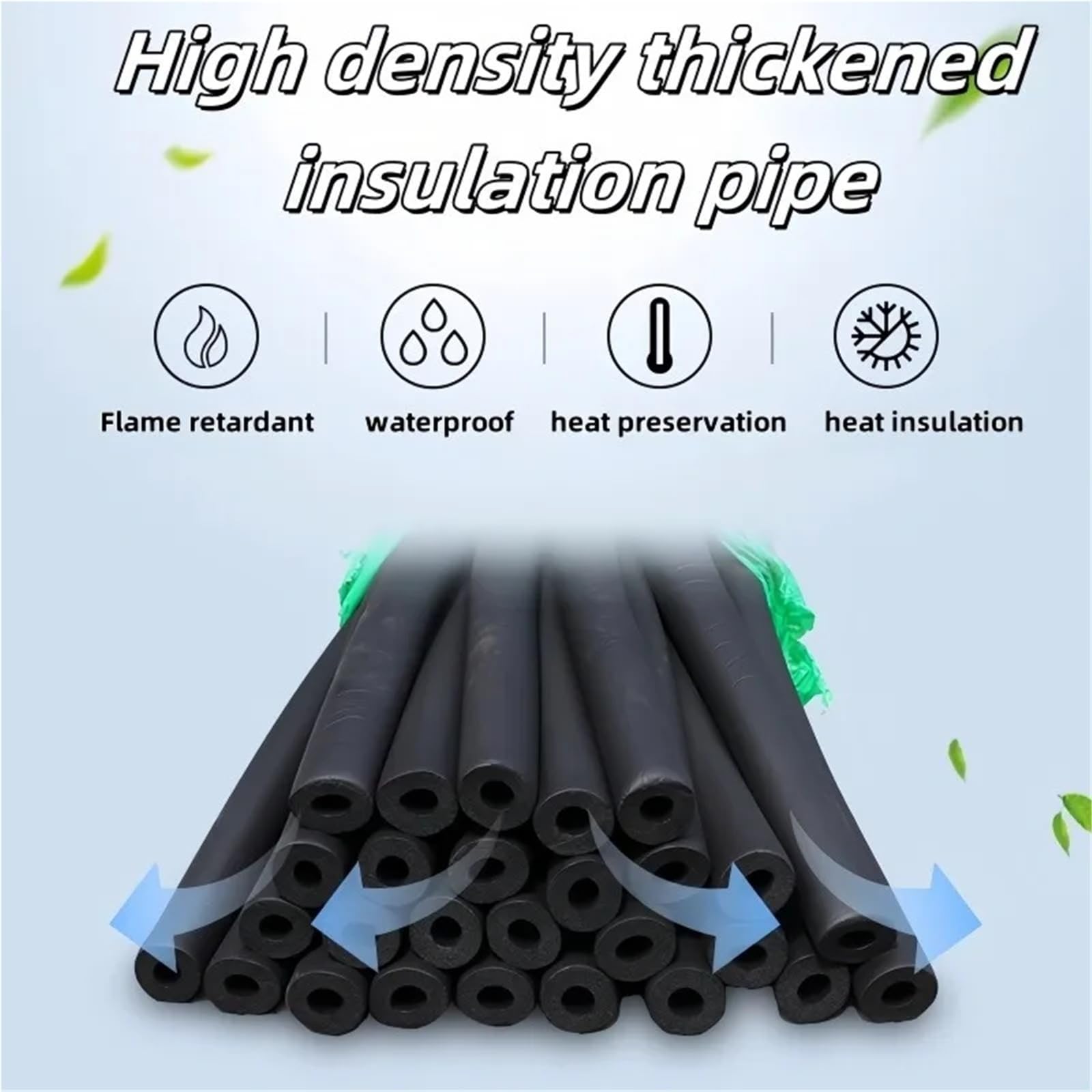 Tubo aislante de goma esponjosa 1,8 m, autoadhesivo, resistente a la intemperie, anticongelante y preservación del calor for exteriores Para Conductos De Aire Acondicionado(60mm self-adhesive)