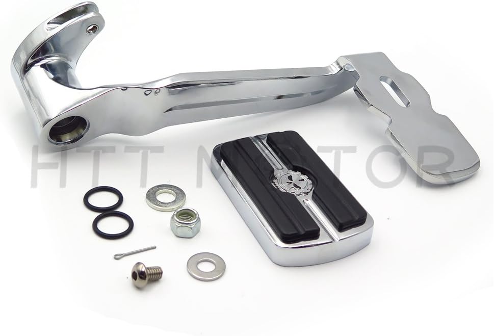 XKMT-Chrome Billet Rear Brake Lever Brake Pedal Foot Lever with Skull Foot Peg Airflow Compatible With 2014-later Touring Trike Road King Street Glide CVO Tri Glide FLHR [B07FMD6FW3]