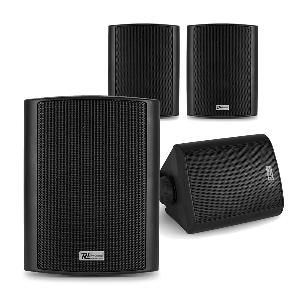 4x Black Weatherproof 100V Line Speakers 280W