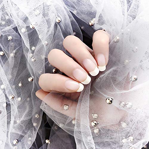Lihi Color 22Pcs Adhesion Nail Art Transfer Decals Sticker French Series Diy Nail Polish Strips,Nail Wraps, 100% Real Nail Polish，French Bent #TOP1