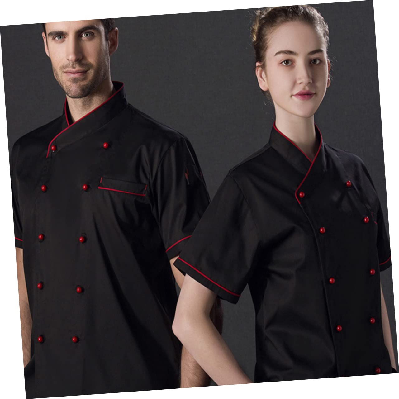 1pc Catering Jackets Short Sleeve Chef Jacket Bakery Uniform Chef Apparel Men Chef Coat White Chef Casual Loose Chef Clothing Black
