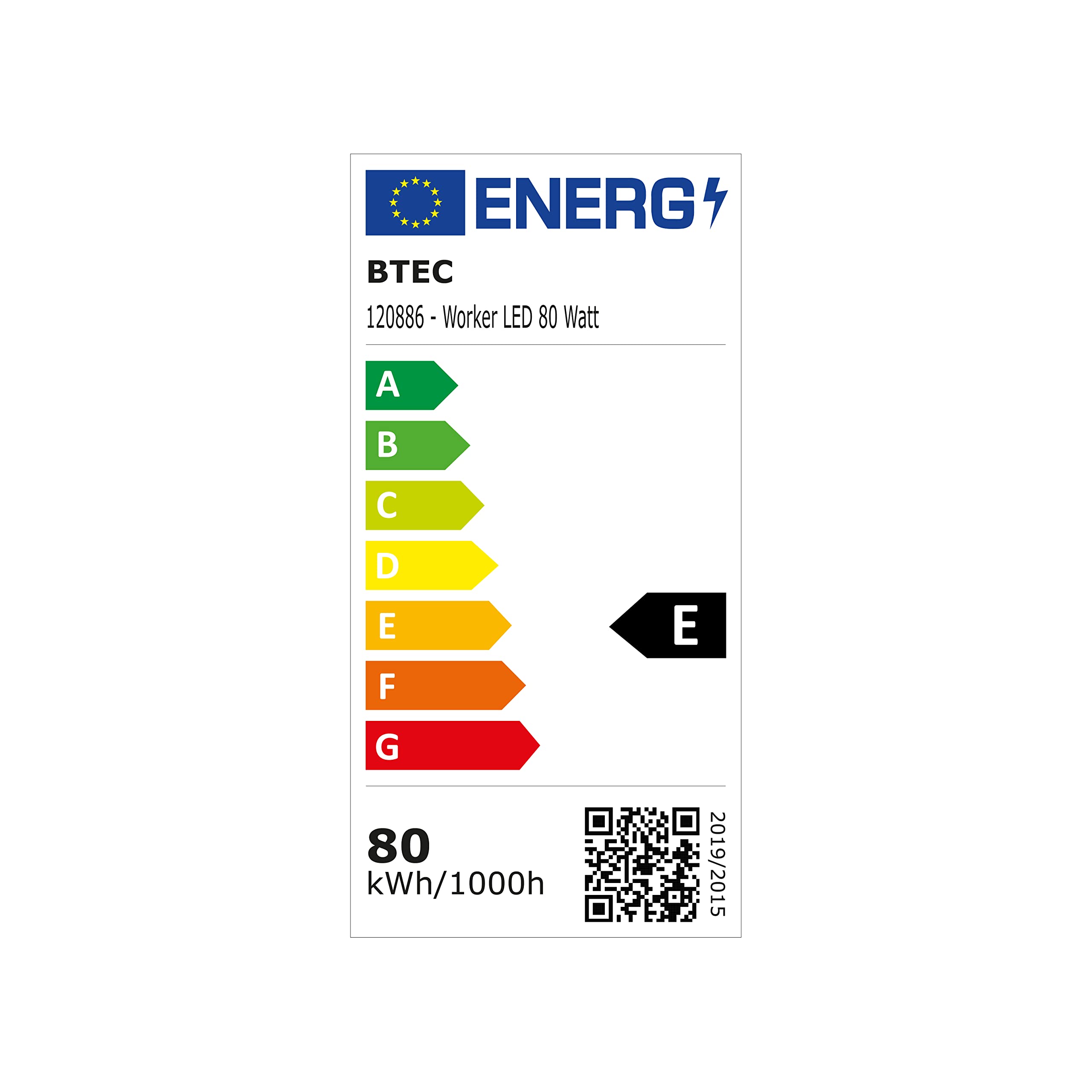 BTEC Worker LED Arbeitsleuchte 80 Watt Mit Steckdose - Baustrahler, Arbeitslampe, Bauleuchte, Werkstattlampe, Baustellenlampe