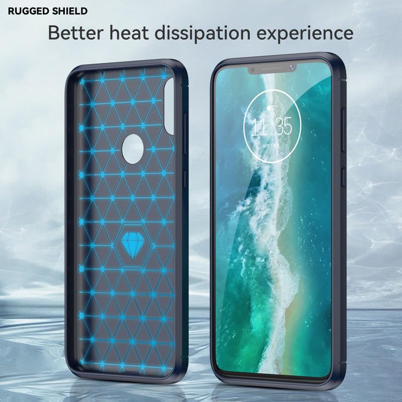 Image of Hybrid Carbon Fiber Back Case for Moto One Power (Blue)