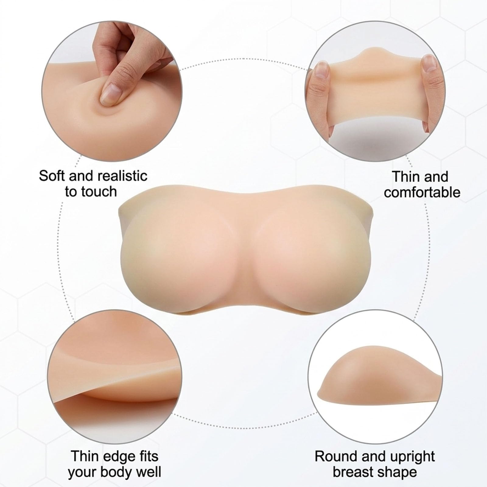 Prótesis de Silicona para Pecho sin Tirantes, Suaves, de Grado médico, para travestis y transexuales