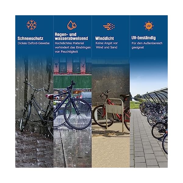 toptrek Fahrradabdeckung wasserdicht, Fahrradgarage 420D Oxford-Gewebe, Regenschutz Fahrrad für jedes Wetter, Fahrradschutzhülle mit Beutel, Fahrradplane 220×120×110cm fahrradabdeckung für 3 fahrräder – Bild 7