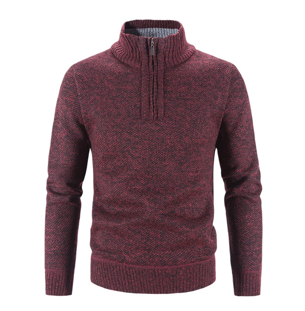 Pull homme tricoté rouge de qualité supérieure en taille L - 6