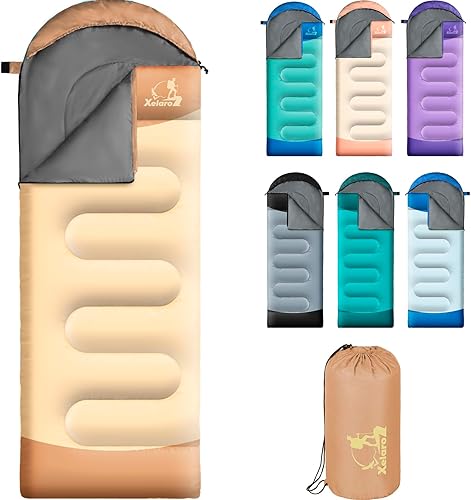 Miniatura 9 de Sacos de dormir para adultos y niños - 3 estaciones para clima frío y cálido, impermeables para acampar - Sacos de dormir ligeros para camping